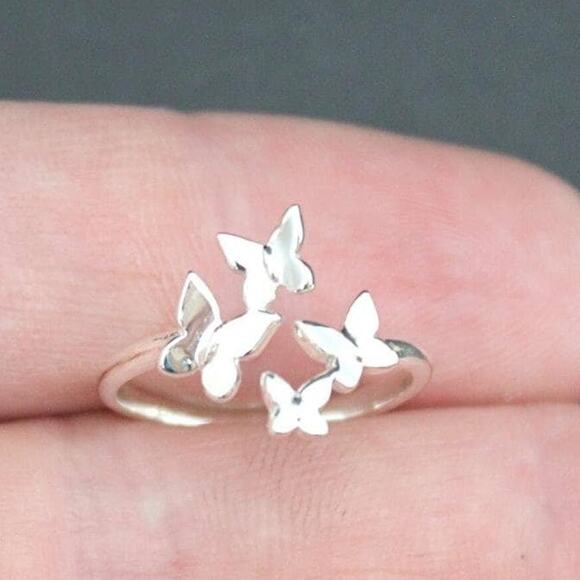 Sterling Silver Fluttering Butterflies Ring - Picture 1 of 5